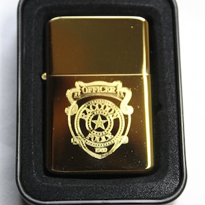 Raccoon City R.P.D. Brass Lighter in Gold or Chrome  & Gift Tin- FREE ENGRAVING