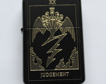 Tarot judgment LIGHTER black brass & Gift Box - Occult - goth FREE ENGRAVING - Gift Boxed included