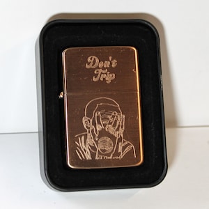 Solid Brass Lighter in a matt rose gold or rainbow finish tattoo & Gift Tin - FREE ENGRAVING