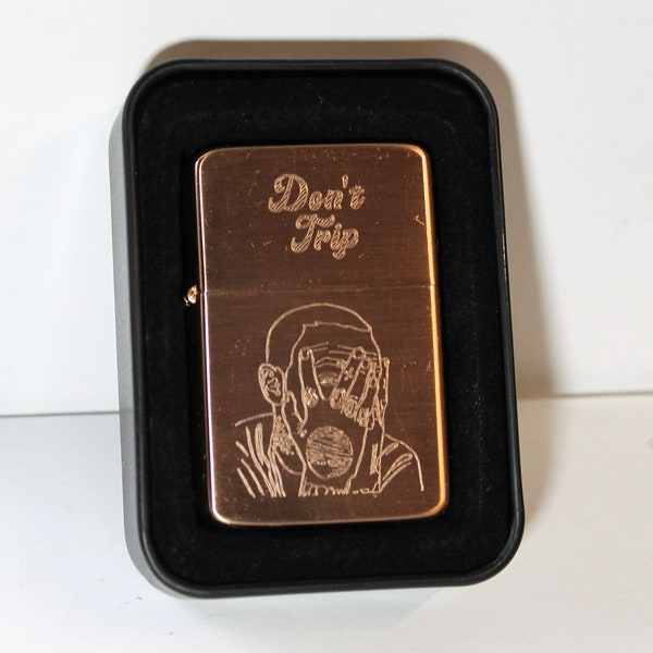 Solid Brass Lighter in a matt rose gold finish tattoo & Gift Tin - FREE ENGRAVING