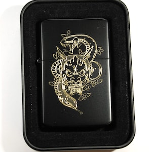 HANNYA - Yakuza Engraved Brass Lighter Finished in Matte HANNYA - Yakuza Engraved Brass Lighter Finished in Matte
