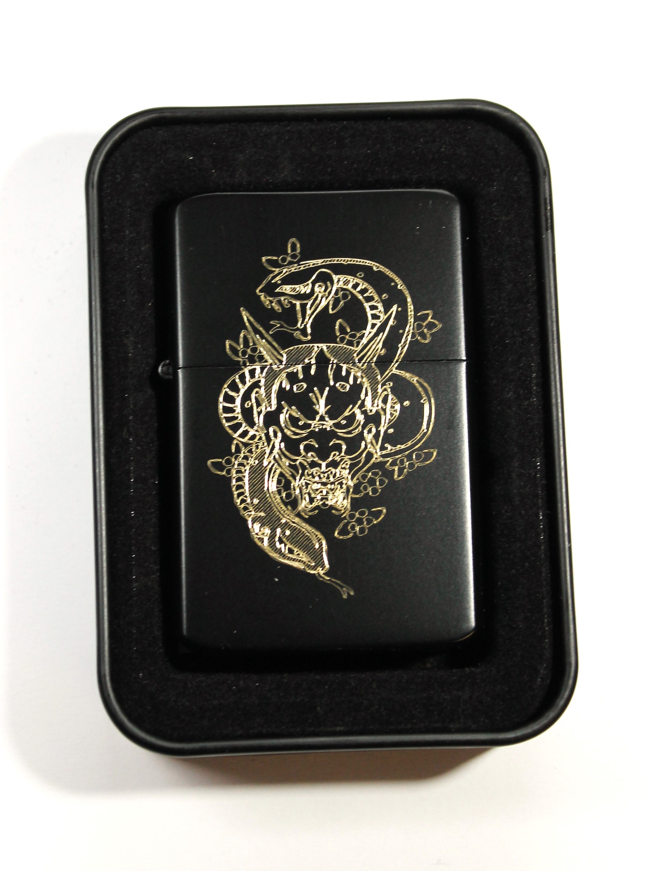 Hemp Wick Metal Lighter Cover Case Sleeve dragon