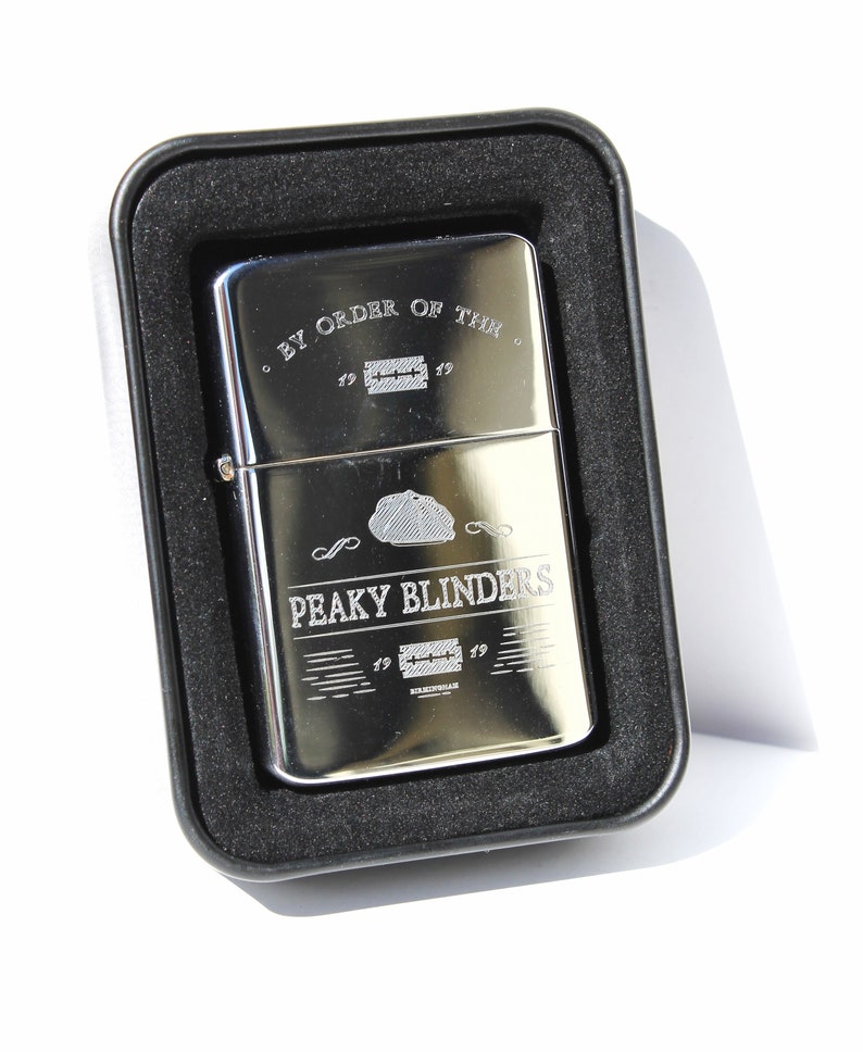 Peaky blinders Solid Brass Lighter in a Chrome finish & Gift Tin FREE ENGRAVING image 4