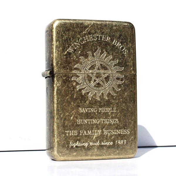 Supernatural WINCHESTER Bros. Pentagram lighter with Gift Box - FREE ENGRAVING