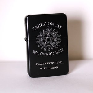 Supernatural Engraved Lighter, Brass black lighter Gift, Custom Lighter, Sam and Dean, Christmas Gift- FREE ENGRAVING