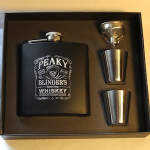 Peaky Blinders skull Whiskey Hip Flask set, FREE ENGRAVING