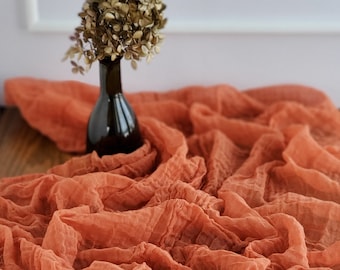 Burn Orange Fall Wedding Table Runner, Autumn Wedding Backdrop for Ceremony, Thanksgiving Table Centerpiece Decor, Wedding Arbor Decor