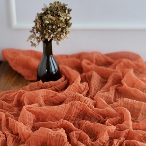 Burn Orange Fall Wedding Table Runner, Autumn Wedding Backdrop for Ceremony, Thanksgiving Table Centerpiece Decor, Wedding Arbor Decor