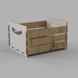 Rustic Wood Crate Laser Cut Files Custom Storage Gift Box svg file DIY Organizer Personalized Wooden Basket cnc File 3 mm.