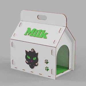 Wood cat bed cnc plans modern cat house dxf pet furniture cnc projects 6,8,10 mm