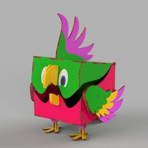 Macaw Gift Box Laser Cut Files: Jewelry Box SVG Vector (4 Sizes)