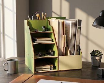 Laser Cut Schreibtisch Organizer Datei - 3D Papierablage, Stifthalter SVG (Digital Download)