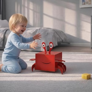 Caja de regalo de cangrejo SVG: decoración para fiestas playeras, caja de dulces para niños (descarga digital)