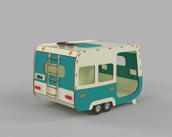 Modern pet house motorhome Cute house for your pet Cat house Cnc file dog house Cat bed Modern furniture DXF templates file  4, 6, 8 mm