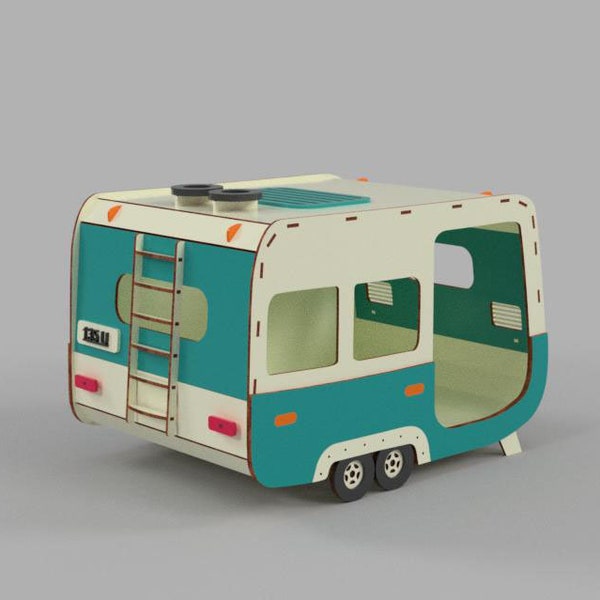 Modern pet house motorhome Cute house for your pet Cat house Cnc file dog house Cat bed Modern furniture DXF templates file  4, 6, 8 mm