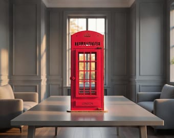 3D London Telephone Box SVG – Iconic Red Phone Booth Laser Cut File (Digital Pattern)