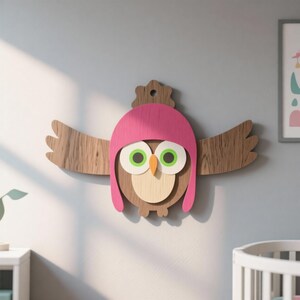 3D Layered Owl SVG, Nursery Wall Art, Laser Cut File, Kids Room Decor