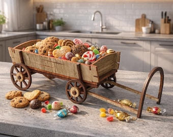 3D Wooden Candy Cart SVG, Laser Cut Sweet Wagon Plan, Dessert Display File