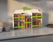 Lasercut Wooden Wall Spice Rack: Kitchen Organization SVG (6mm)