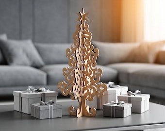 Laser Cut Christmas Tree SVG DXF: Plywood CNC Files (Digital Download, 5 Sizes)