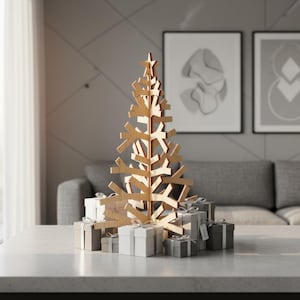 Laser geschnittener Weihnachtsbaumständer SVG: 3D Pine Tree Decor in 5 Größen (Digitaler Download)