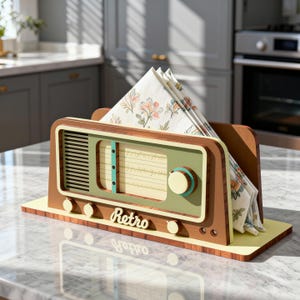 Retro Radio Wooden Napkin Holder Svg: Laser Cut File (SVG, DXF, PDF) image 2