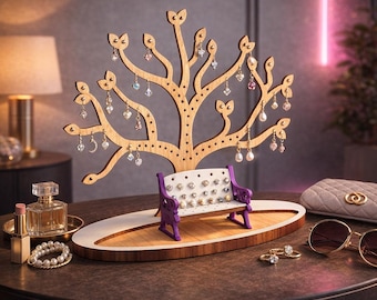 CNC Wooden Jewelry Stand: Tree Organizer, Laser Cut File (3mm Material)