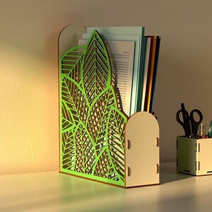 Leaf Pattern Document Organizer SVG, Laser Cut File, Plywood Desk Storage (Digital Download)