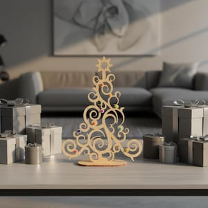 Laser geschnittener Weihnachtsbaumständer: 3D Kiefer Baum SVG Bundle (Digitaler Download)