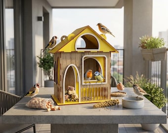 Modern Bird Feeder SVG Laser Cut Files | Birdhouse DXF Plan for CNC (Digital Download)