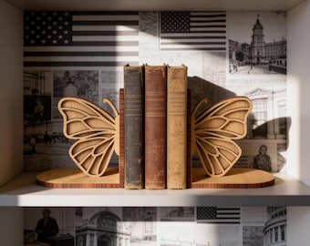 Butterfly Bookends CNC Plan: Laser Cut SVG (8mm Material Thickness)