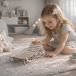 Dollhouse Lounger SVG, Miniature Chaise Longue Laser Cut File (Digital Download)