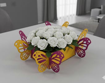 Flower Girl Basket SVG File Laser Cut Box Wedding Flower Box Template Glowforge Files Gift Basket DXF Pattern Woodworking Plan CNC Router