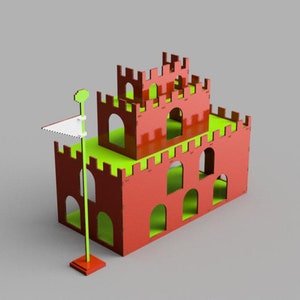 Lasercut Castle House Model Decorative Wooden 3D Toy Plan svg cdr dxf ai pdf files 4 mm