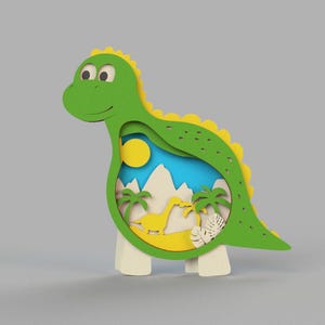 6-Layer Tyrannosaurus Rex T-Rex Dinosaur Wooden Dinosaurs Carvings 3D Animal Decoration Wooden Dinosaur Scene Dinosaur Toys For Child 3,4mm.
