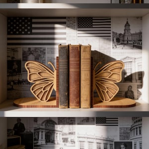 Schmetterling Buchstützen CNC Plan: Laser Cut SVG (8 mm Materialstärke)