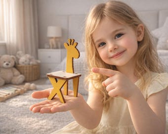 Giraffe Dollhouse Chair SVG, Miniature Nursery Furniture Plan (Digital Download)