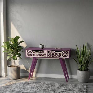 Modern Retro Console Table Cnc Plans | Geometric Mid Century Entryway Desk (Digital Download)