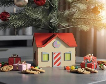 Christmas Gingerbread House Gift Box SVG Template (Digital Download)