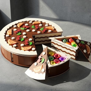 3D Birthday Cake Slice Treat Box: Laser Cut Wood (4mm) SVG File