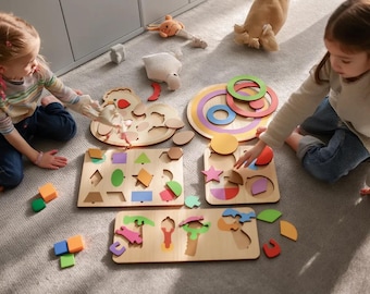 3D Wooden Kids Puzzles Bundle: Laser Cut SVG Files (Digital Download)