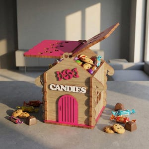 CNC-ritning för pepparkakshus, godisask: Tepåsehållare SVG (digital nedladdning)