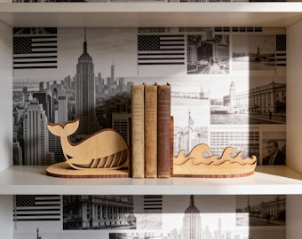 Whale Bookends SVG: Laser Cut CNC Plans (8mm)