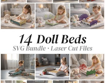 Doll Bed SVG Bundle, 14 Dollhouse Bed Laser Cut Files, Doll Bunk Bed Plans Glowforge xTool Projects, Toy Furniture DXF, Digital Download