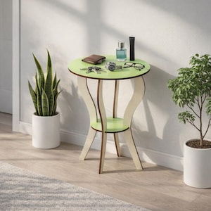 Modern Plywood Side Table CNC Files | Minimalist Round Entryway Table Plans (Digital Download)