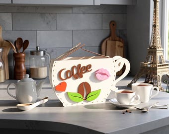Laser Cut Mug Box SVG: Wooden Coffee Cup Gift Box (4mm) (Vector Files)