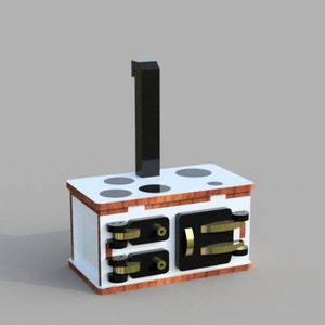 Stufa a legna Mobili in miniatura miniature casa delle bambole stufa retrò stufa camino stufa con porte Casa delle bambole svg cdr dxf 4 mm.