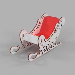 Laser Cut Christmas Santa Sleigh File Candy Dish Deer Sleigh Glowforge Xtool cnc dxf svg cdr 3, 4, 6, 8, 10 mm