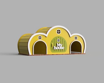 Wooden Guinea pig house SVG laser files 3,4,6,8,10 mm bunny hutch plans pet house laser cut file Wooden rabbit house playwood pet house