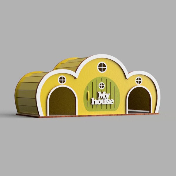 Wooden Guinea pig house SVG laser files 3,4,6,8,10 mm bunny hutch plans pet house laser cut file Wooden rabbit house playwood pet house